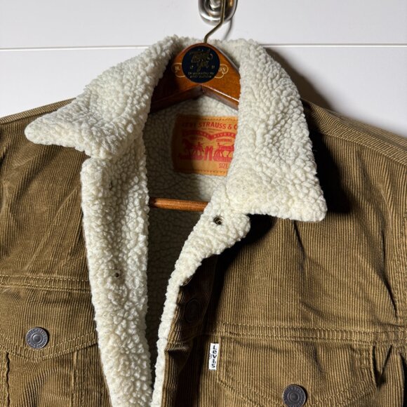 Levi Strauss & Co Brown/Nubuck Corduroy Sherpa Lined Trucker Jacket Size Small - Picture 8 of 13